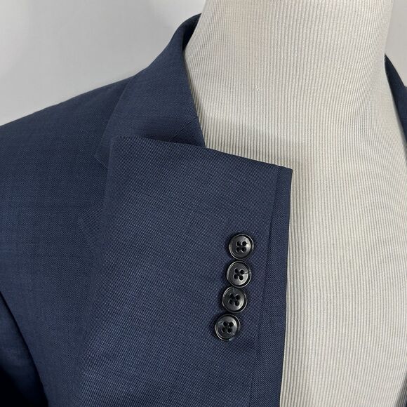 Jos A Bank 46L Sport Coat Regal Fit 100% Wool Blue Two Button Lined Vented - Picture 5 of 8